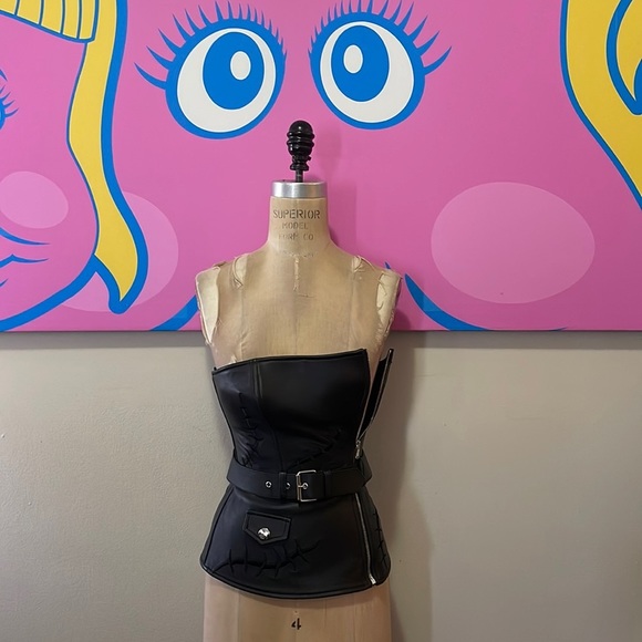Moschino Couture Monster Black Leather Bustier Frankenstein Halloween